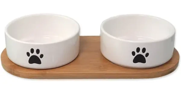 Dog Fantasy Set misky keramické s podtáckem bílé 2x 13x5.5cm. 400ml (454-80999)