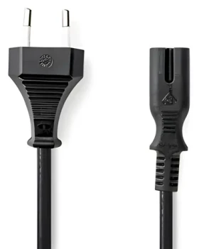 Nedis Napájecí kabel Euro - IEC-320-C7 černá / Napájecí kabel / 2 m / Plochý / PVC (CEGL11040BK20)