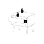 Retro noční stolek Oslo 75394 bílý/černý mat