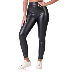 Dámské legíny koženého vzhledu RELAX & GO LEATHEROPTIC LEGGINGS - BELLINDA - černá S
