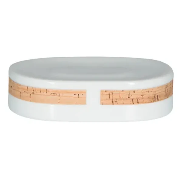 Spirella TUBE Nature mýdlenka bílá / porcelán / korek (7610583182272)