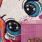 DumDekorace Moderní koberec do dětského pokoje v růžové barvě s dokonalým vzorem panenky a jednorožce Šířka: 120 cm | Délka: 170 cm