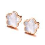 Ocelové náušnice Anna Rose Gold - chirurgická ocel, perleť, květina, Zlatá
