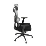 Kancelářská židle, šedá síťovina, černý plast, kolečka na tvrdé podlahy