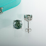 LUNICA Stříbrné puzetové náušnice MECHOVÝ ACHÁT 0677