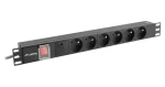 Lanberg PDU černá / Zásuvková lišta do racku / 19" 1U / 6x zásuvka PL / 16 A / 2 m (PDU-06E-0200-BK)
