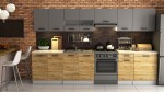 FRONTI Kuchyňská linka LUIZA III 320x260 - Grafit + dub artisan