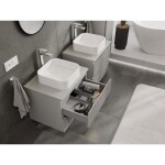 MEXEN/S - Rivel koupelnová skříňka pod umyvadlo 60 cm s deskou, 2 zásuvky, reliéf , šedá mat 91A20-06047-2-BFFC62