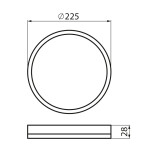 SAPHO - AZPO stropní LED svítidlo, ø 225, 11,8W, 3000/4000/6000K, IP54, černá mat 31513