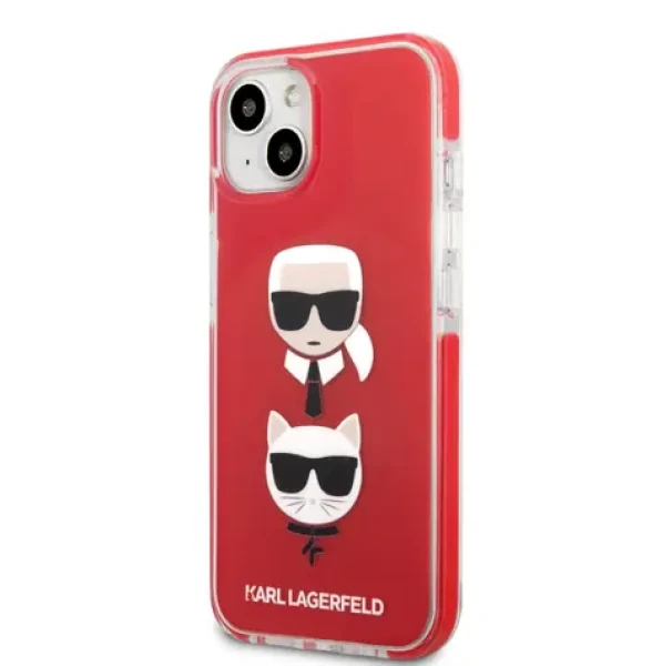 Pouzdro Karl Lagerfeld TPE Karl and Choupette Heads iPhone 13 Red