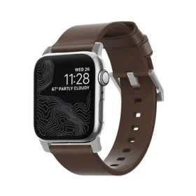 Nomad Leather kožený řemínek pro Apple Watch (38 40 mm) hnědá kůže stříbrná přezka (NM1A3RSM00)
