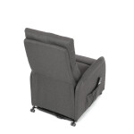 Křeslo polohovací, eletrické, šedá látka.