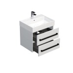 Koupelnová skříňka s černou úchytkou a umyvadlem SAT Cube Way 60x53x46 cm bílá lesk CUBE46C602BISAT CUBE46C602BISAT