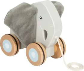 Small foot Dřevěná tahací hračka Slon se šustivými oušky