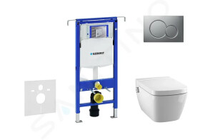 GEBERIT - Duofix Modul pro závěsné WC s tlačítkem Sigma01, matný chrom + Tece One - sprchovací toaleta a sedátko, Rimless, SoftClose 111.355.00.5 NT3