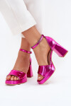 Lakovane Dámské Sandály Na Podpatku Fuchsie Marila 38