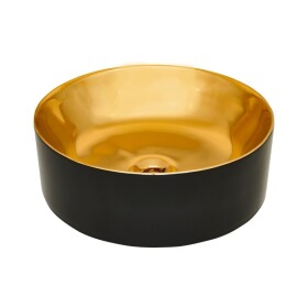 INVENA - Umyvadlo na desku KOS TREND 42 cm, kruhové černá zlatá lesk CE-38-027-C