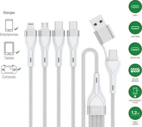 4smarts 541024 bílý / USB kabel / USB-A + USB-C - 2x USB-C + Lightning + microUSB / 1,2 m (541024)