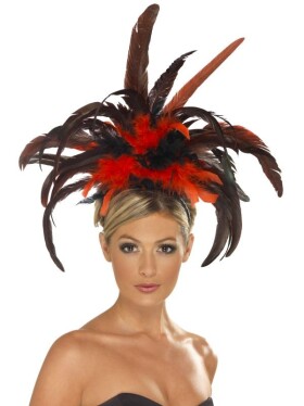 Smiffys.com Čelenka s peřím červeno-černá