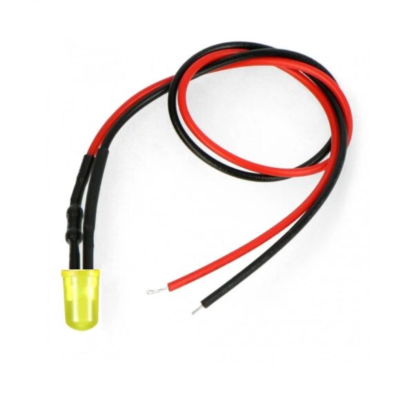 LED dioda s rezistorem na vodiči - Žlutá, 5 mm 22 - 28V