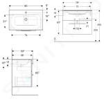 GEBERIT - Selnova Square Umyvadlová skříňka 635x788x480 mm, s umyvadlem, 2 zásuvky, světlý ořech hickory 501.243.00.1