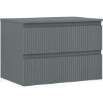 MEXEN/S - Rivel koupelnová skříňka pod umyvadlo 70 cm s deskou, 2 zásuvky, reliéf , grafit mat 91A20-07047-2-BFFC66