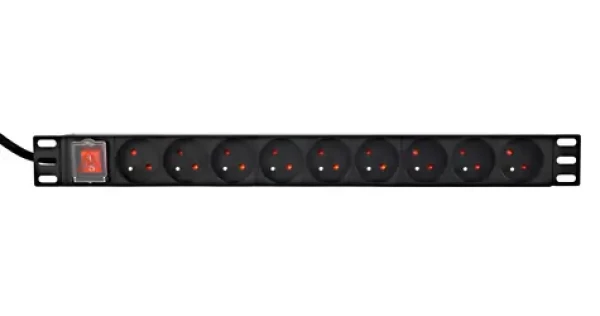 Gembird EG-PDU-9F2F / Prodlužovací přívod do racku (PDU) / 10x C13 / 1U / 16A / 2m / černá (EG-PDU-9F2F)