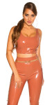 Sexy KouCla Latex Look Crop Top barva red velikost M