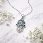Stříbrný náhrdelník Hamsa - letní talisman, stříbro 925/1000, Stříbrná 39 cm + 5 cm (prodloužení) Bílá