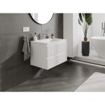 MEXEN/S - Rivel koupelnová skříňka 70 cm s umyvadlem Otis, 2 zásuvky, reliéf , bílá mat 91A20-07047-2-BFF01-W18M01