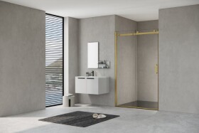 HOPA - Sprchové dveře BELVER GOLD NEW - Barva rámu - Zlatá, Rozměr A - 100, Směr zavírání - Univerzální Levé / Pravé, Výplň - Čiré bezpečnostní sklo - 8 mm BCBELV10BGCN