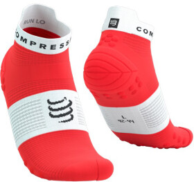 Běžecké kompresní ponožky Compressport Pro Racing Socks v4.0 Run Low - Red/Whit Velikost: EU 39-41