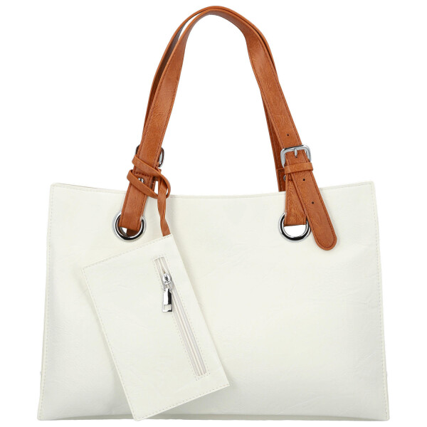 Trendy dámská koženková kabelka na rameno Valika, bílá