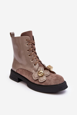 Dámské módní boty se zipem a ozdobami D&A MR870-76 Šedohnědá 39