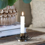 Chic Antique Kovový svícen s ouškem Leaf Pattern, hnědá barva, kov