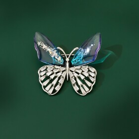 Brož se zirkony Esmeralda - motýl, Stříbrná