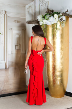 Sexy šaty Koucla na červený koberec s WOW zády darkpink Einheitsgroesse