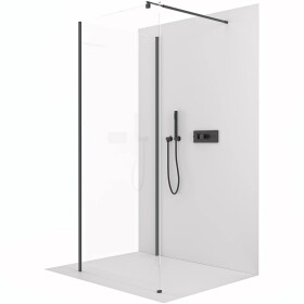 CERANO Sprchová zástěna Walk-in Onyx Corner Round L/P - 8 mm - kulatá vzpěra - černá matná, transparentní sklo - 120x140x200 cm