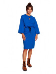 B234 Pletené šaty provázkem královská modř EU