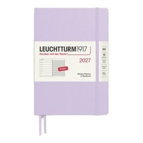 Týdenní plánovač & Zápisník Lilac, Medium A5 2027, anglicky