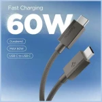 Spigen EB6015CC Essential gunmetal / Datový kabel / USB-C na USB-C / 60W / opletený (ACA10418)