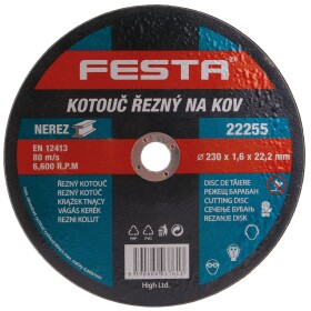 FESTA 22255 Kotouč řezný, 230 x 1,6mm, ocel