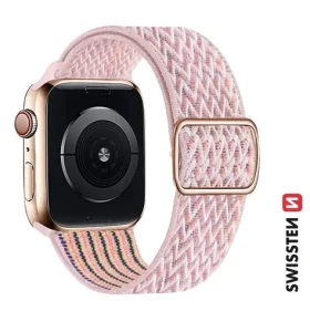 SWISSTEN Nylonový řemínek se sponou pro Apple Watch 42/44/45/49 růžová (46000717)