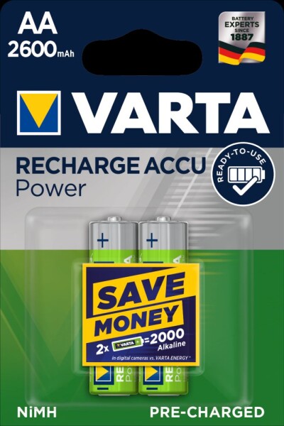 Varta Power Nabíjecí baterie AA / 1.2V / 2600 mAh / NiMH / 2 ks / v blistru (5716101402)