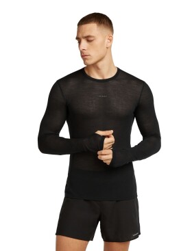Pánské merino tričko s dlouhým rukávem ICEBREAKER Mens 75 Cool-Lite Featherlight LS Crewe, Black velikost: M