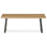 Stůl konferenční 120x60cm, MDF deska, dýha odstín dub, kovové nohy, broušený nerez.
