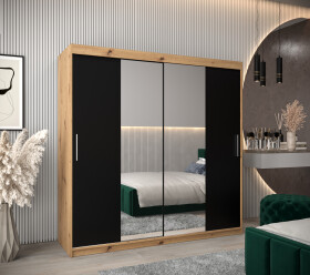 Šatní skříň Abi T1 Barva korpusu: Dub artisan, Rozměry: 200 cm, Dveře: Černá