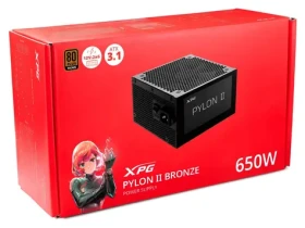 ADATA XPG PYLON II 650 černá / Zdroj / 650 W / ATX 3.1 / 80 PLUS Bronze / aktivní PFC / FDB ventilátor (PYLONII650B-BKCEU)