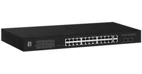 LevelOne GEP-2841 / Switch / 24x GE PoE+ / 2x SFP / 375 W PoE / Managed L2 / 19" (GEP-2841)