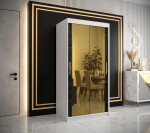 Šatní skříň Abi Golden T3 Barva korpusu: Černá, Rozměry: 250 cm, Dveře: Bílý mramor se zlatým zrcadlem